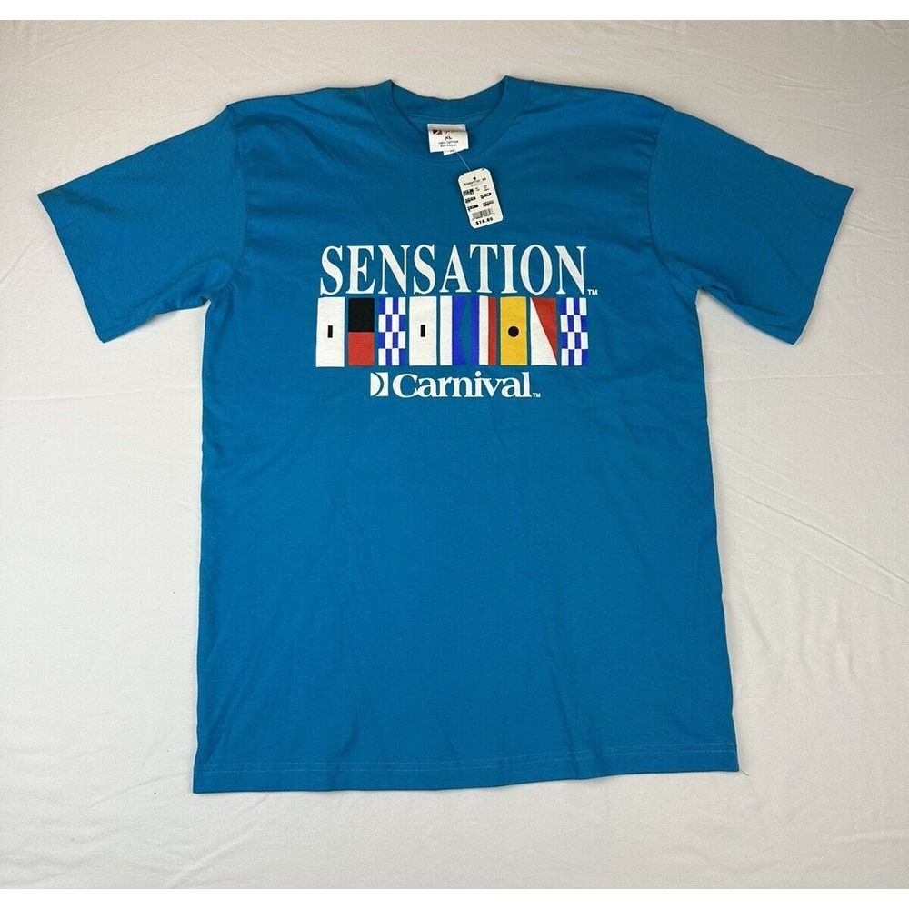 Carnival Cruise Line‎ Sensation Ship Blue Graphic T-Shirt Mens XL NWT Vintage